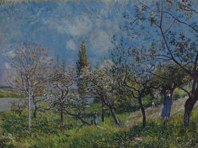 Gyümölcsös tavasszal alkotó: Alfred Sisley