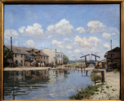 A Saint Martin-csatorna Párizsban 1872-ben Kilátás a zárra. Alfred Sisley (1839-1899) festménye 1872 Dim. 0,38 x 0,46 m Párizs, musee d