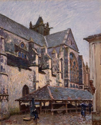 A Moret-i templom az esőben, 1894. alkotó: Alfred Sisley