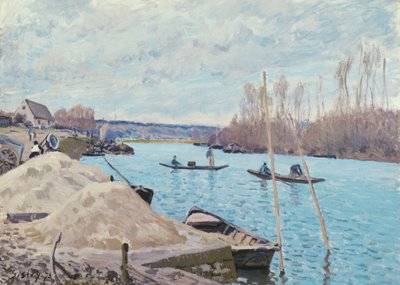 A Szajna Port-Marly-nál, homokhalmok alkotó: Alfred Sisley