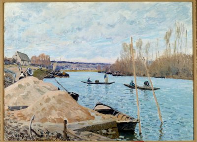 A Szajna a kikötőben, Marly, homokhalom alkotó: Alfred Sisley