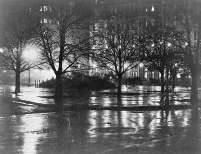 Reflections, éjszaka, New York, 1898 körül (fotómélység) alkotó: Alfred Stieglitz