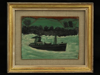 Vonóhálós hajó Cornish partjainál, 1928 körül alkotó: Alfred Wallis
