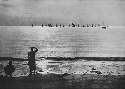 A Pearling Flotta visszatér Anchorage-ba naplementekor, 1890, 1910 alkotó: Alfred William Amandus Plate