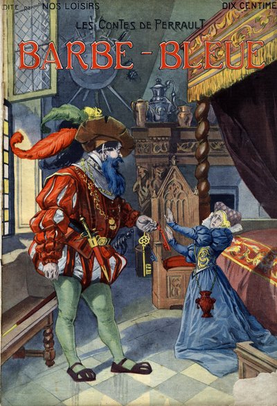 Kékszakáll (Kékszakáll), Conte Charles Perrault (1628-1703). Vaccari és Carrey illusztrációja a „” Les beaux tales”” „” Nos loisirs””” gyűjteményben 1910 körül. Magángyűjtemény. alkotó: Alfredo and Carrey Vaccari