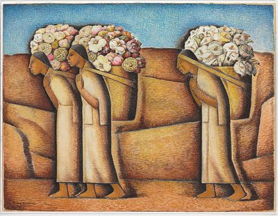 Ixmiquilpan közelében, 1933 körül (gouache és zsírkréta papíron) alkotó: Alfredo Ramos Martinez