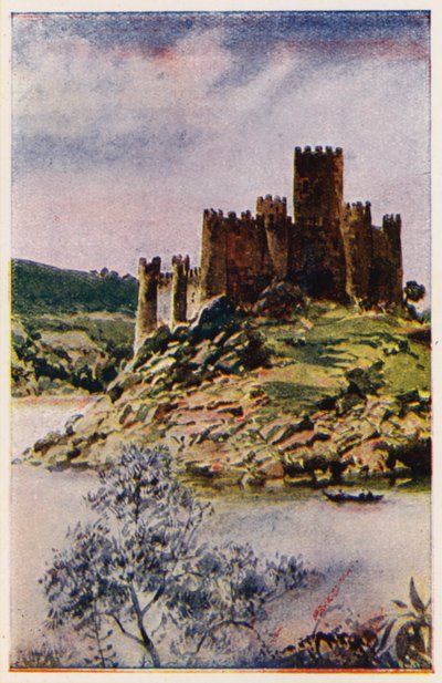 Almourol vára, Portugália (színes litográfia) alkotó: Alfredo Roque Gameiro