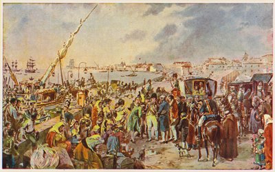 Braganza János, Portugália régenshercege Brazíliába utazik. alkotó: Alfredo Roque Gameiro