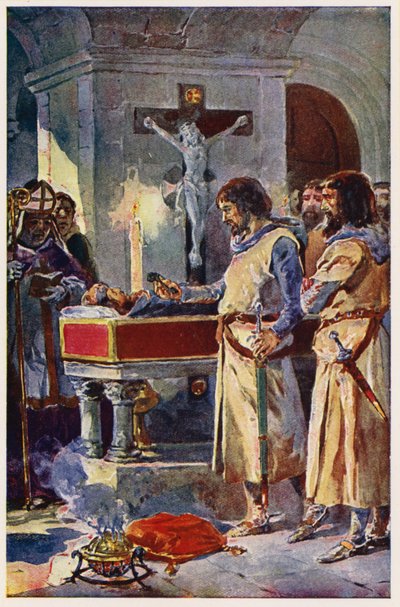 Martim de Freitas Toledóban (színes litográfia) alkotó: Alfredo Roque Gameiro