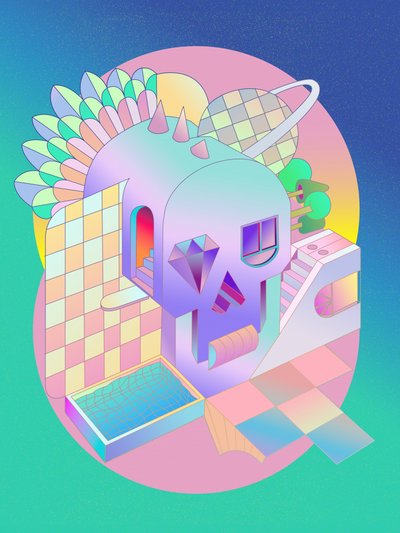 Pasztell koponyatáj alkotó: Ali Gulec