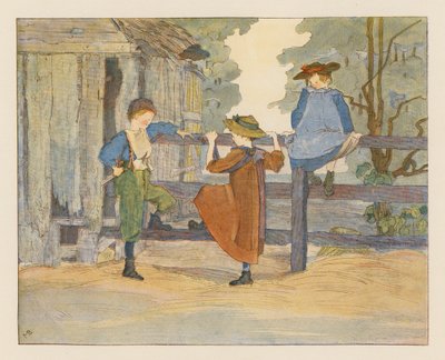 Fiúk és lányok (színes litográfia) alkotó: Alice Maud Beddington