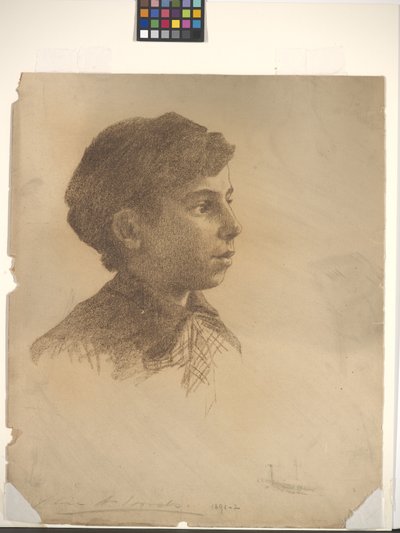 Fej (kréta törtfehér papíron) alkotó: Alice Woods