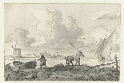 Halászok evezős csónakjaikkal a Spaarne-n Haarlem közelében alkotó: Allaert van Everdingen