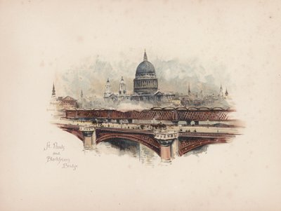 Ismerős London: St Pauls és Blackfriars Bridge (színes lithó) alkotó: Allan F. Barraud