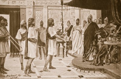 A frígiai Midasz szövetséget köt Urartuval (litho) alkotó: Allan Stewart
