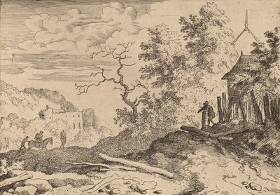 Kunyhó a sövény maradványaival, valószínűleg c. 16451656. alkotó: Allart van Everdingen