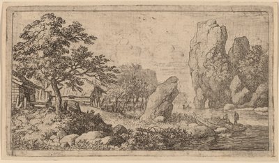 Hegyes szikla a folyó partján, valószínűleg c. 16451656. alkotó: Allart van Everdingen