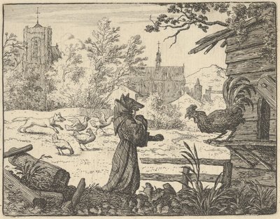 Renard, szerzetesnek álcázott, elnyeri a kakas bizalmát, 1650-75. alkotó: Allart van Everdingen
