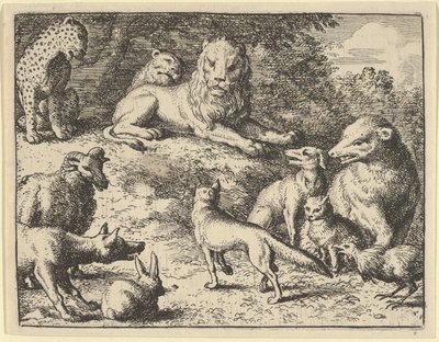 Renardot megvádolják az állatok az oroszlán előtt, 1650-75. alkotó: Allart van Everdingen