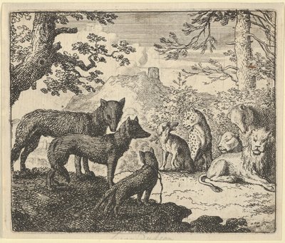 Renard szülei engedélyt kérnek, hogy visszavonulhassanak az udvartól, Hendrick van Alcmar „Renard, a róka” című művéből alkotó: Allart van Everdingen