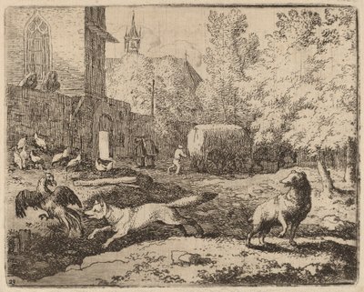 Reynard megkísérli ellopni a kakast, valószínűleg c. 16451656. alkotó: Allart van Everdingen