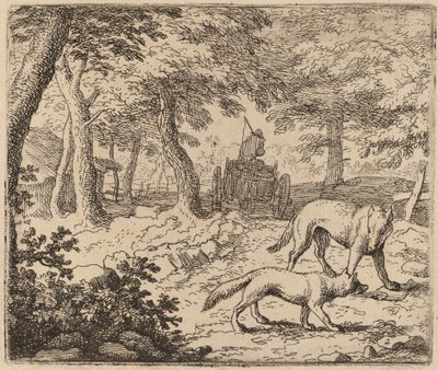Reynard és a farkas a halszekér előtt, valószínűleg c. 16451656. alkotó: Allart van Everdingen