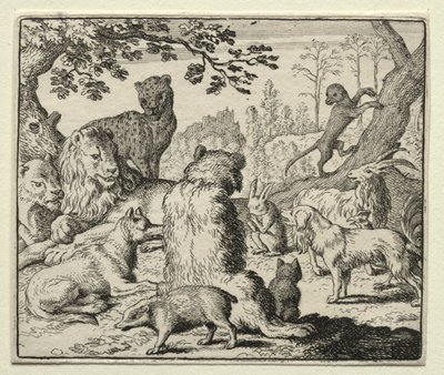Reynard, a róka: Oroszlán parancsok Reynard keresése. alkotó: Allart van Everdingen