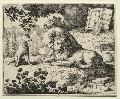 Reynard, a róka: Reynard ajándékokat ígér az oroszlánnak. alkotó: Allart van Everdingen