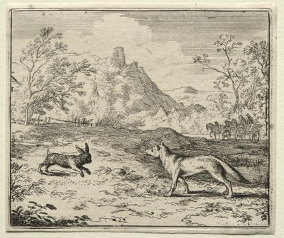 Reynard, a róka: Reynard és a nyúl. alkotó: Allart van Everdingen