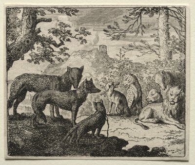 Reynard, a róka: Reynard rokonai elhagyják az udvart. alkotó: Allart van Everdingen