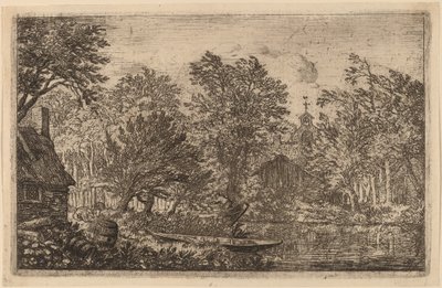 Skiff a folyóparton, valószínűleg c. 16451656. alkotó: Allart van Everdingen