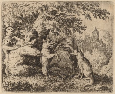 A Medvét és a Farkast üldözik, valószínűleg c. 16451656. alkotó: Allart van Everdingen