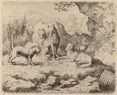 A hírvivőként küldött macska, valószínűleg c. 16451656. alkotó: Allart van Everdingen
