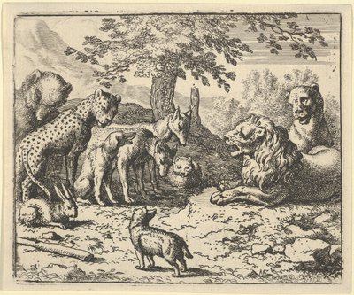 Az oroszlán megfogadja a többi állat tanácsát Renard megbüntetésére, 1650-75. alkotó: Allart van Everdingen