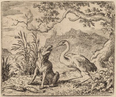 A farkas és a daru, valószínűleg c. 16451656. alkotó: Allart van Everdingen