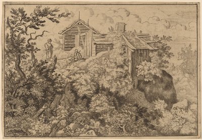Három házikó a sziklán, valószínűleg c. 16451656. alkotó: Allart van Everdingen