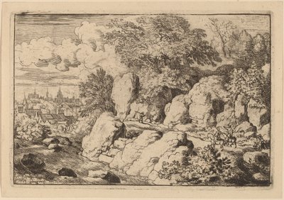 Két lovas egy sziklás ösvényen, valószínűleg c. 16451656. alkotó: Allart van Everdingen