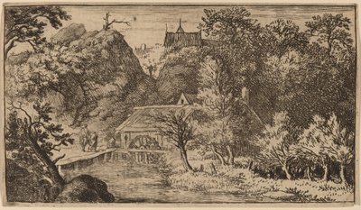 Vízimalom a hegy lábánál, valószínűleg c. 16451656. alkotó: Allart van Everdingen