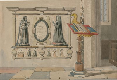 Wednesbury templom – Thomas és Eleanor Parkes emlékműve: vízfestmény, 1843. március 23. alkotó: Allen Edward Everitt