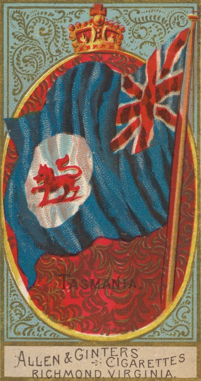 Tasmania, a Flags of All Nations, Series 2 N10, Allen & Ginter Cigarettes Brands, ..., 1890. alkotó: Allen and Ginter