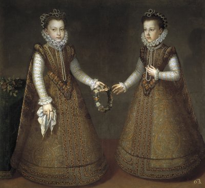 A csecsemők Isabel Clara Eugenia 1566-1633 és a spanyol Catherine Michelle 1567-1597, kb. 1575 alkotó: Alonso Sánchez Coello