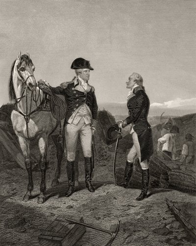 George Washington és Alexander Hamilton első találkozása a „Life and Times of Washington” I. kötetéből, 1857-ben alkotó: Alonzo Chappel