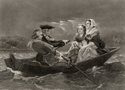 Lady Harriet Ackland útban Gates tábornok táborába látogat, a „Life and Times of Washington” I. kötetéből, 1857-ben. alkotó: Alonzo Chappel