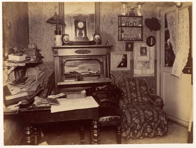 Bertrand özvegyének meggyilkolása ... Az öltöző nézete a bűntény után alkotó: Alphonse Bertillon