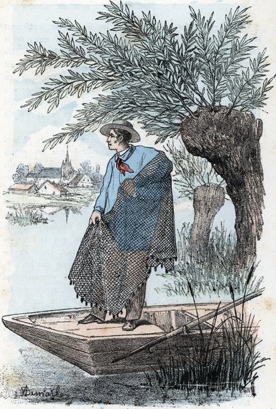 Hálós horgászat Metszet a Rengade „The Needs of Life”-ból alkotó: Alphonse Demarle