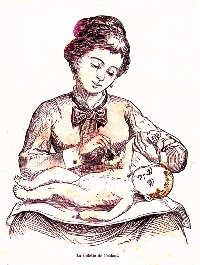 A gyermek vécéje – A normális élet és egészség J. Rengade. A. Demarle rajza 1881 alkotó: Alphonse Demarle