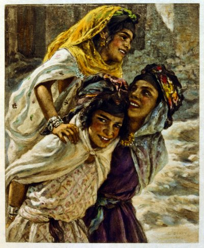 Illusztráció: Dinet az arab élet „Mirages” című darabjából. 1906. Mirages, Scénes De La Vie Arab című filmet Etienne Dinet illusztrálta Silman Ben Ibrahim Bamer kommentárjával. Nasreddine Dinet Alphonse-Étienne Dinet néven született; (1861-1929) francia ke alkotó: Alphonse Etienne Dinet