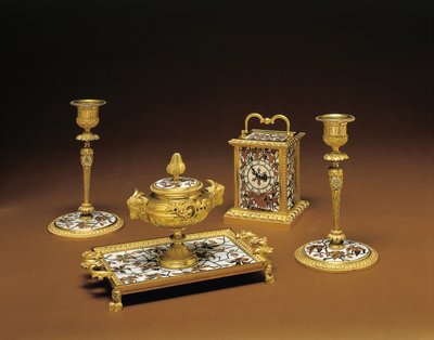 Napóleon III négyrészes íróasztal, Duvinage és Harinckouk intarziája, 1877 körül alkotó: Alphonse Gustave Giroux