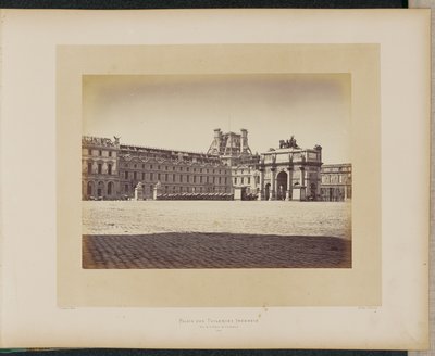 A lángoló Tuileriák palotája. Kilátás a Place du Carrouselre. alkotó: Alphonse J. Liébert