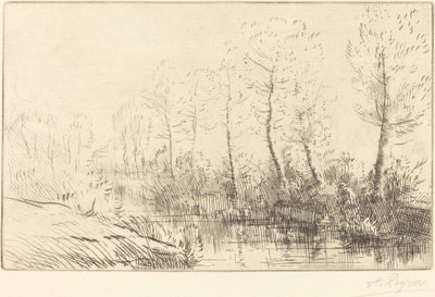 Nyírfák: Víz széle reggel fényben Nyírfák: Víz széle, Reggeli hatás. alkotó: Alphonse Legros